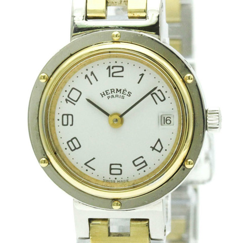 愛馬仕 Clipper 鍍金不鏽鋼石英女士腕錶（拋光）