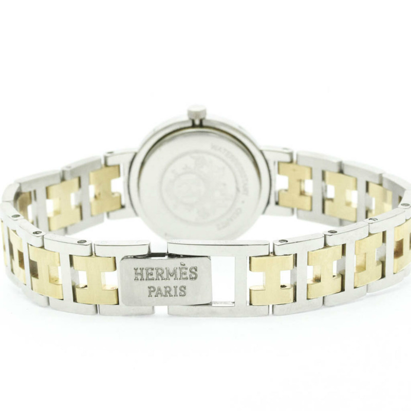 愛馬仕 Clipper 鍍金不鏽鋼石英女士腕錶（拋光）-4