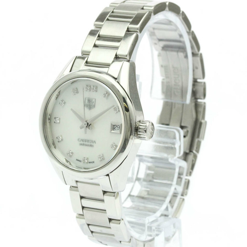 豪雅卡萊拉 Calibre 9 鑲鑽珍珠貝母女士腕錶 WAR2414-1