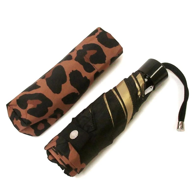 【COACH】豹紋抗UV遮陽三折傘-0