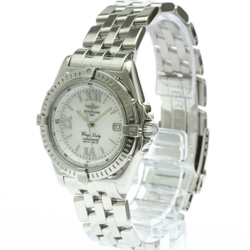 百年靈 Wing Lady 珍珠母貝錶盤精鋼石英女錶 A67350 拋光-1