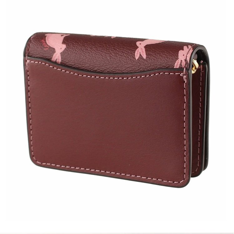 【COACH】粉紅兔子WOC鍊條小廢包-酒紅-2