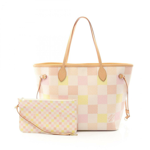 路易威登 Neverfull MM 手提包，塗佈帆布和皮革，Damieric 面料，女士款，粉紅色，多色，蜜桃色，N40668