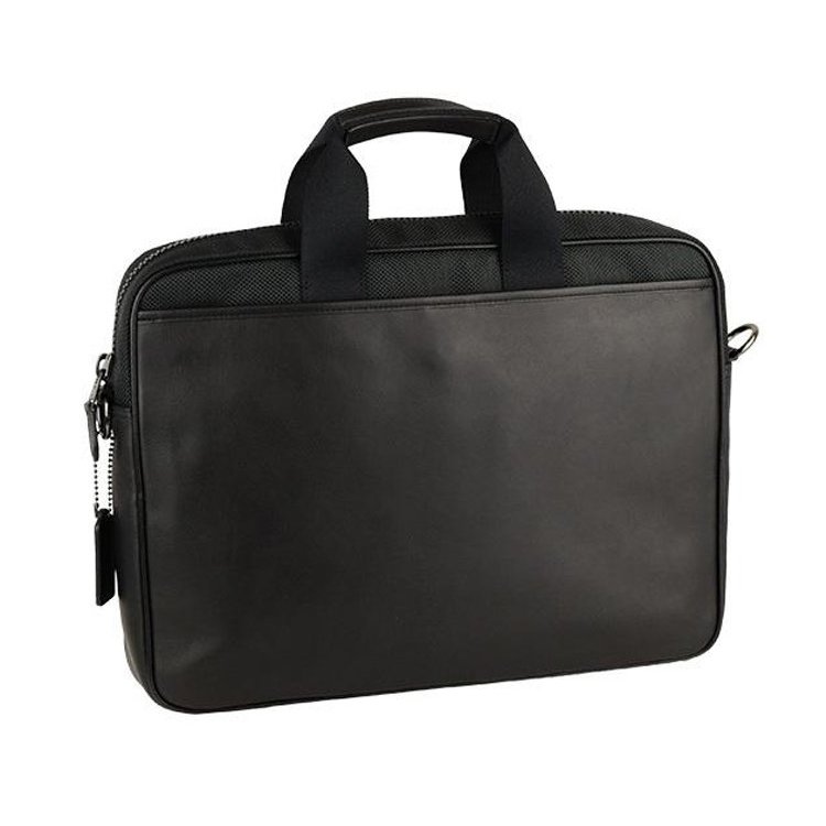 【COACH】質感皮革拉鍊公事包-黑-2