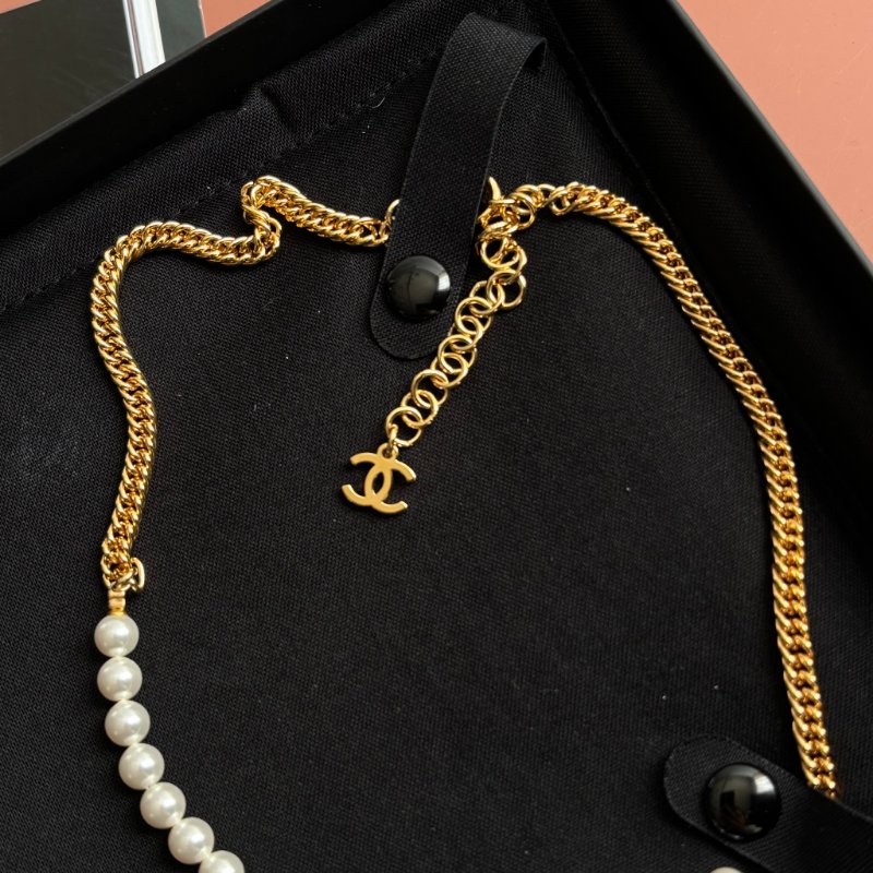 ::CHANEL:: ABC710 單寧金框愛心造型 珍珠配飾 金鍊頸鍊 短項鍊 短練 長鏈 長項鍊-7