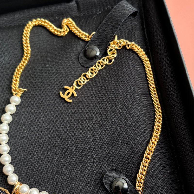 ::CHANEL:: ABC710 單寧金框愛心造型 珍珠配飾 金鍊頸鍊 短項鍊 短練 長鏈 長項鍊-12