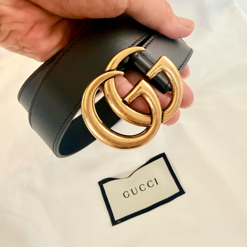 ✔️ GUCCI GG 復古LOGO皮帶414516-4