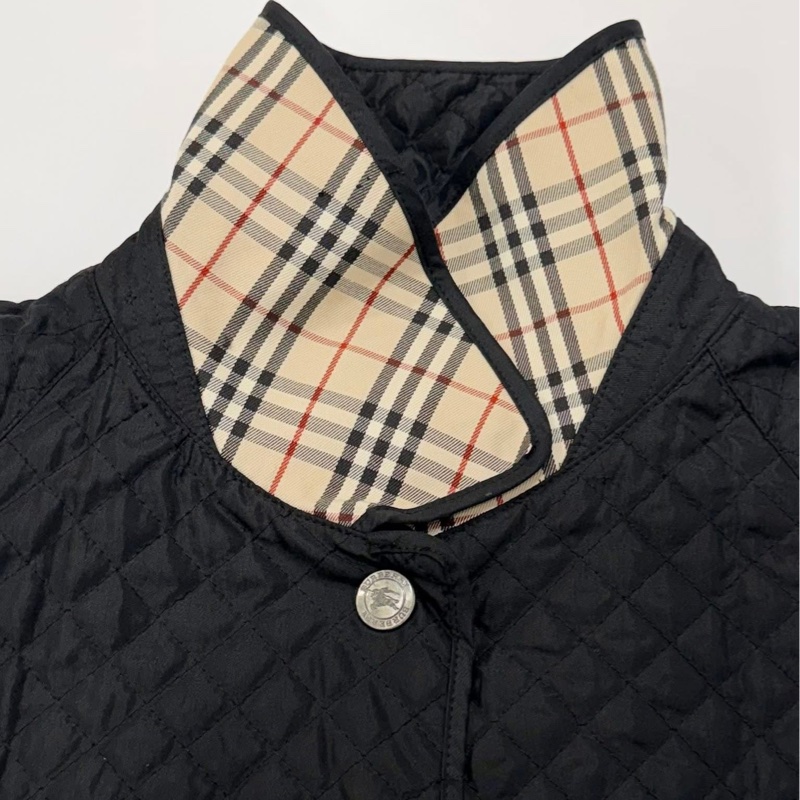 BURBERRY 倫敦 縫衍菱格紋長版外套黑色-3