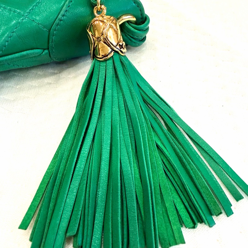 Chanel Vintage 老香 綠色羊皮流蘇迷你肩背斜背包 香奈兒-3