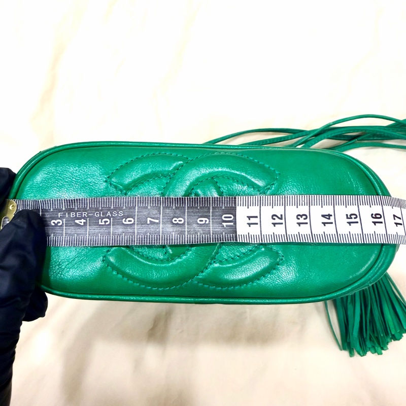 Chanel Vintage 老香 綠色羊皮流蘇迷你肩背斜背包 香奈兒-6