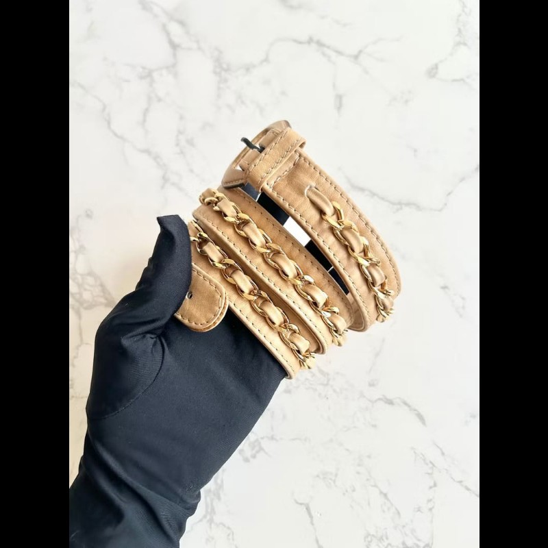 【LA LUNE】稀有中古包 Chanel駝色皮革單肩包 腋下包 腰帶包 古董包 側背包-4