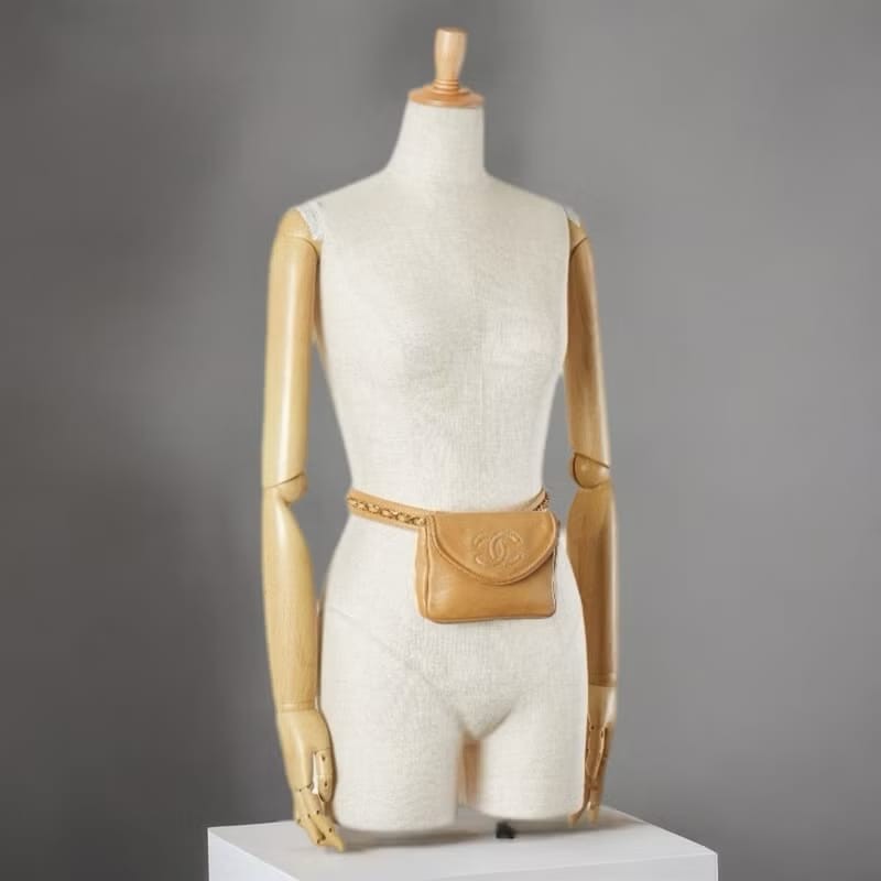 【LA LUNE】稀有中古包 Chanel駝色皮革單肩包 腋下包 腰帶包 古董包 側背包-5