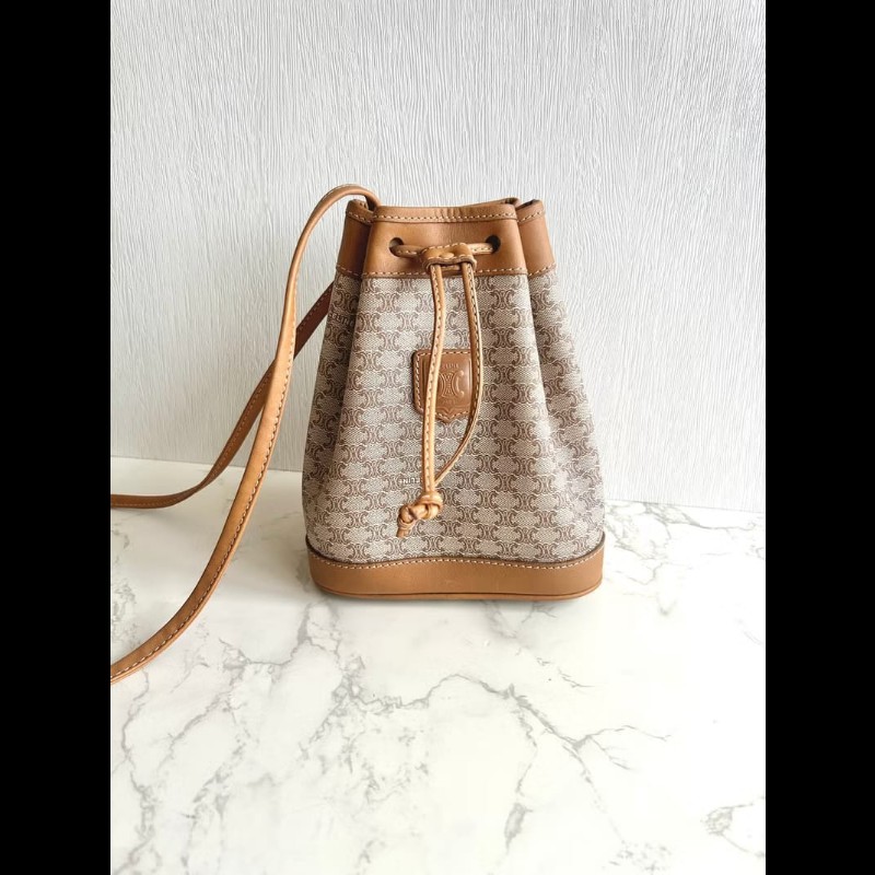 【LA LUNE】絕版古董包 Celine老花中古水桶包 單肩包 皮革包 斜背復古二手-0