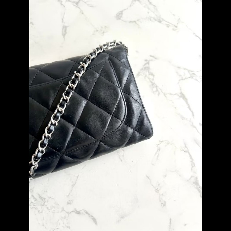 【LA LUNE】絕版古董包 Chanel黑色WOC皮革包 側背包 斜背包 中古二手包 長夾-5