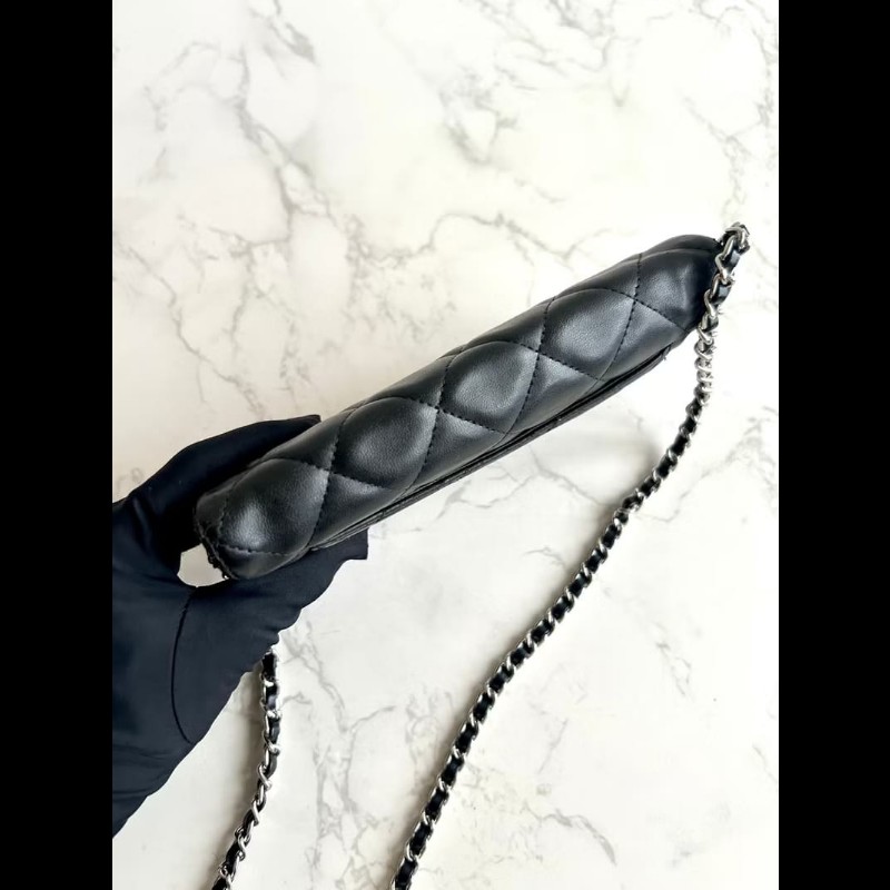 【LA LUNE】絕版古董包 Chanel黑色WOC皮革包 側背包 斜背包 中古二手包 長夾-6