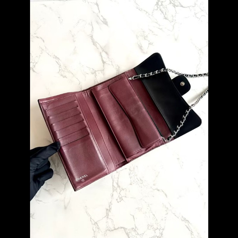 【LA LUNE】絕版古董包 Chanel黑色WOC皮革包 側背包 斜背包 中古二手包 長夾-8