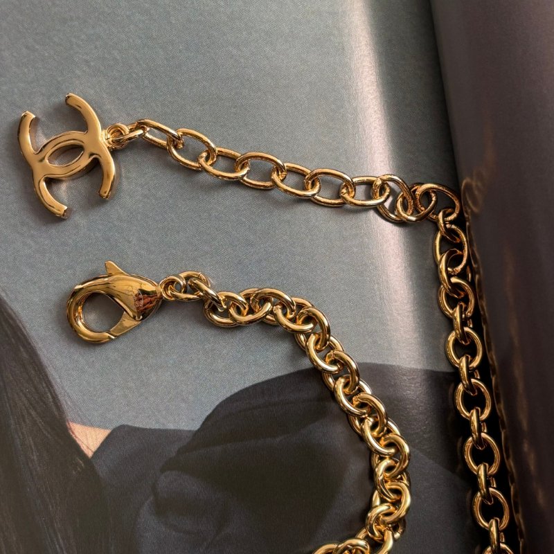 ::CHANEL:: ABC950 金星星黑愛心 草寫COCO字母 項鍊 長短鍊-5