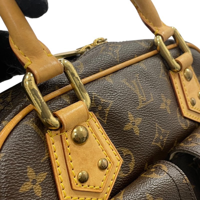 LOUIS VUITTON 路易威登 M40026 MANHATTAN PM 曼哈頓手提包 PVC帆布 老花 棕色 金釦-11