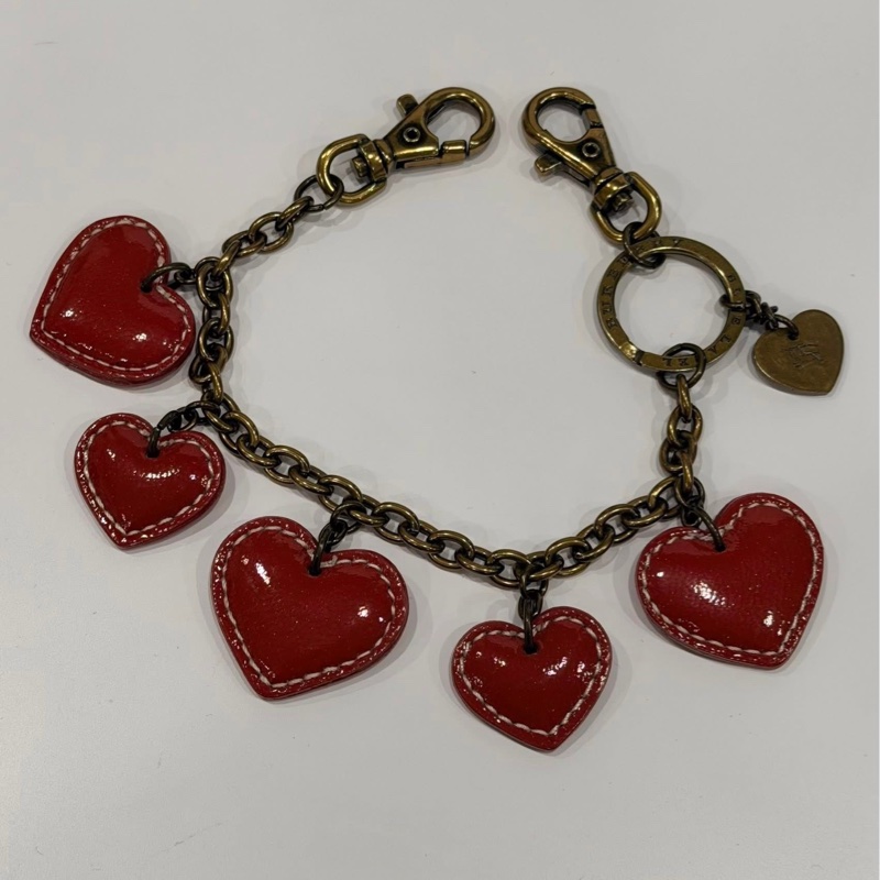 BURBERRY 藍標 紅色愛心包包掛飾鏈-8