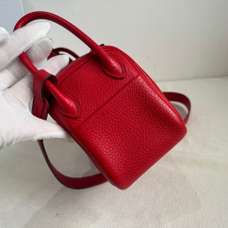 愛馬仕Hermes Lindy紅色金扣Y刻 迷你肩背包-2