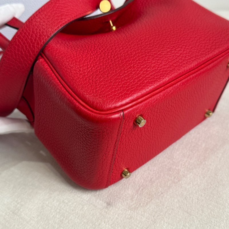 愛馬仕Hermes Lindy紅色金扣Y刻 迷你肩背包-9