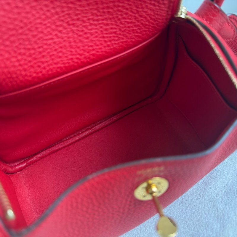 愛馬仕Hermes Lindy紅色金扣Y刻 迷你肩背包-10