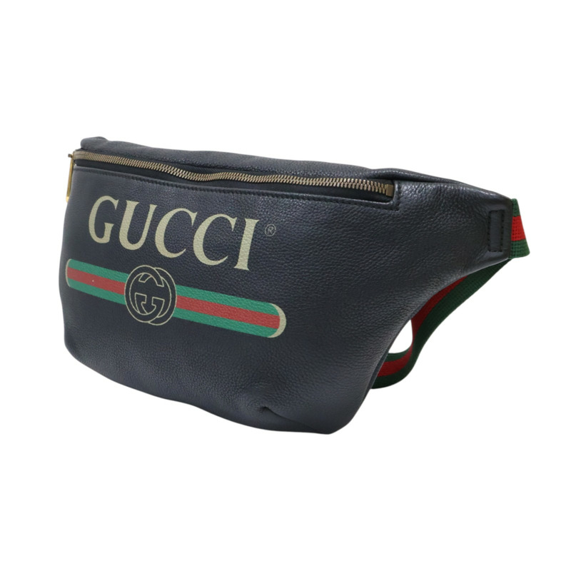 黑色 牛皮 Gucci 印花 腰包【GUCCI 古馳】 530412-3