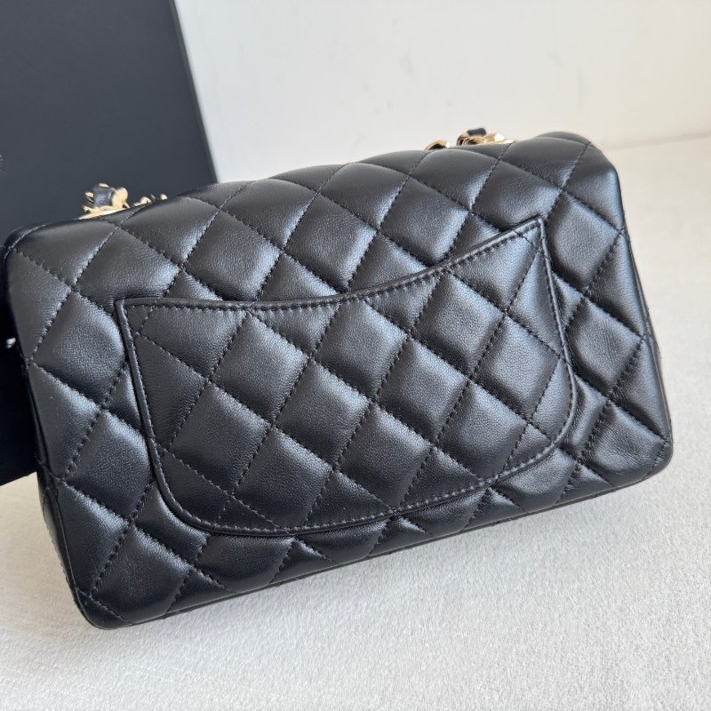 香奈兒/Chanel CF黑金菱格紋大Mini鏈條包-1