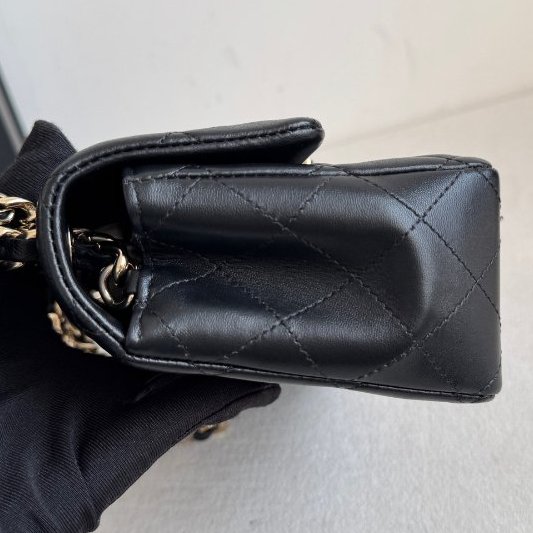 香奈兒/Chanel CF黑金菱格紋大Mini鏈條包-2