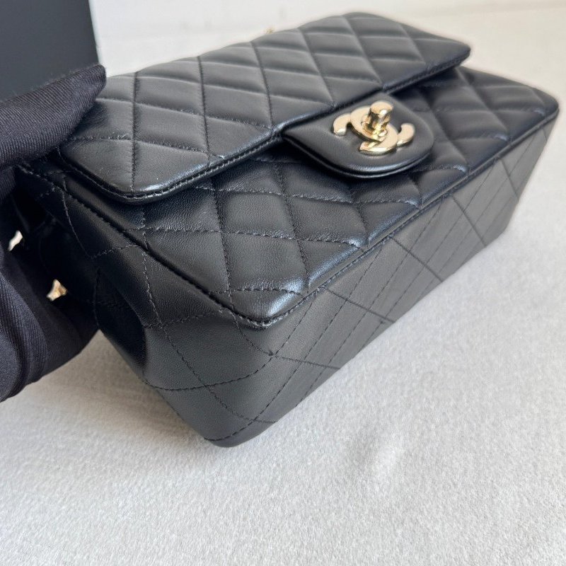 香奈兒/Chanel CF黑金菱格紋大Mini鏈條包-3