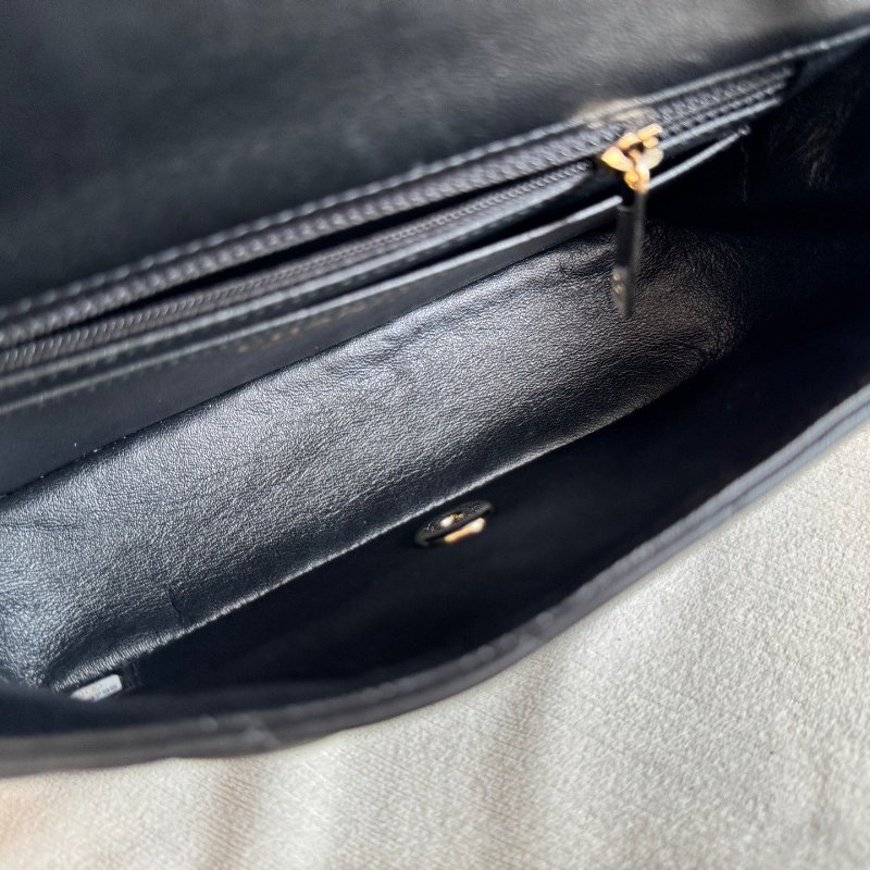 香奈兒/Chanel CF黑金菱格紋大Mini鏈條包-9