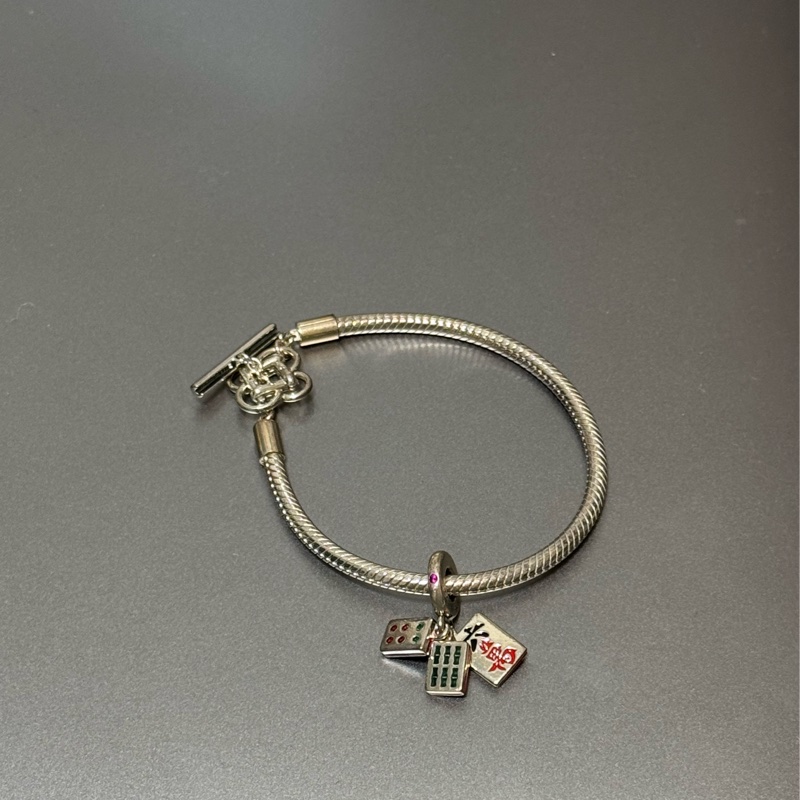 Pandora 麻將系列、925銀T字釦手鏈-5
