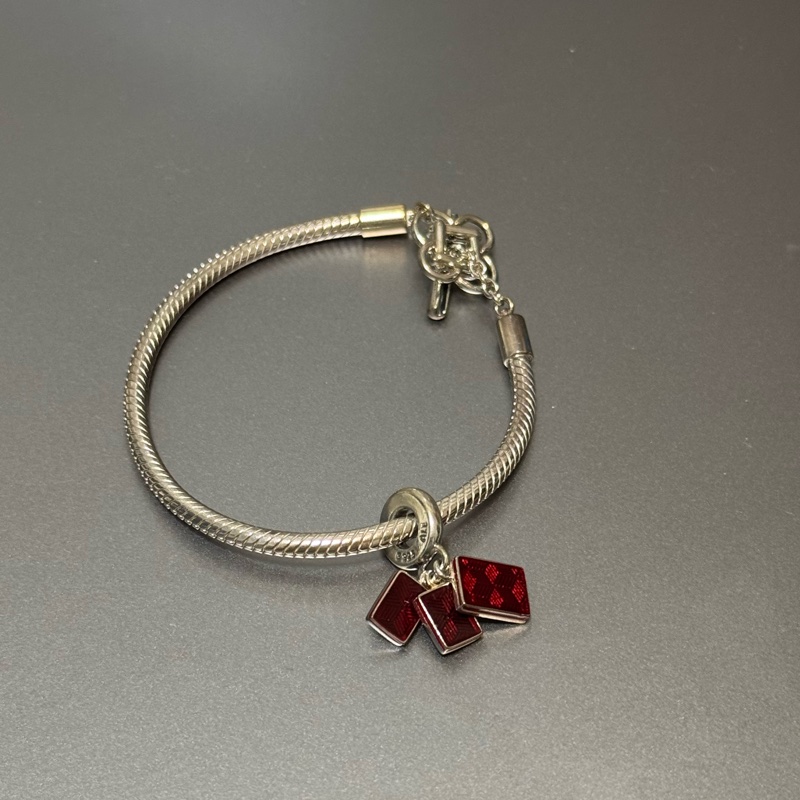 Pandora 麻將系列、925銀T字釦手鏈-6