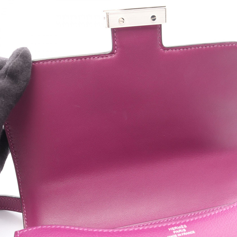 愛馬仕 Constance 3 迷你肩背包 D Evercolor 皮革 Anemone 二手女士 SHW-8