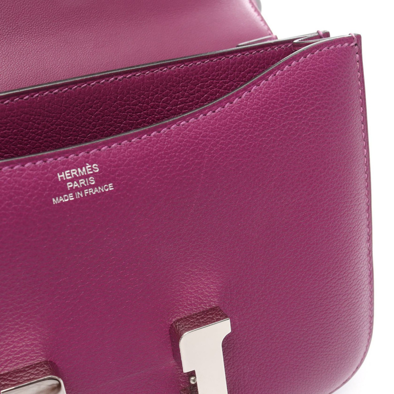 愛馬仕 Constance 3 迷你肩背包 D Evercolor 皮革 Anemone 二手女士 SHW-9