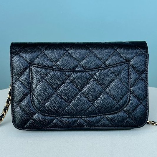 香奈兒/Chanel 黑金荔枝紋牛皮woc髮財包鏈條包-1