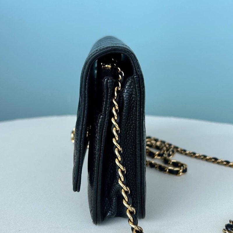 香奈兒/Chanel 黑金荔枝紋牛皮woc髮財包鏈條包-3