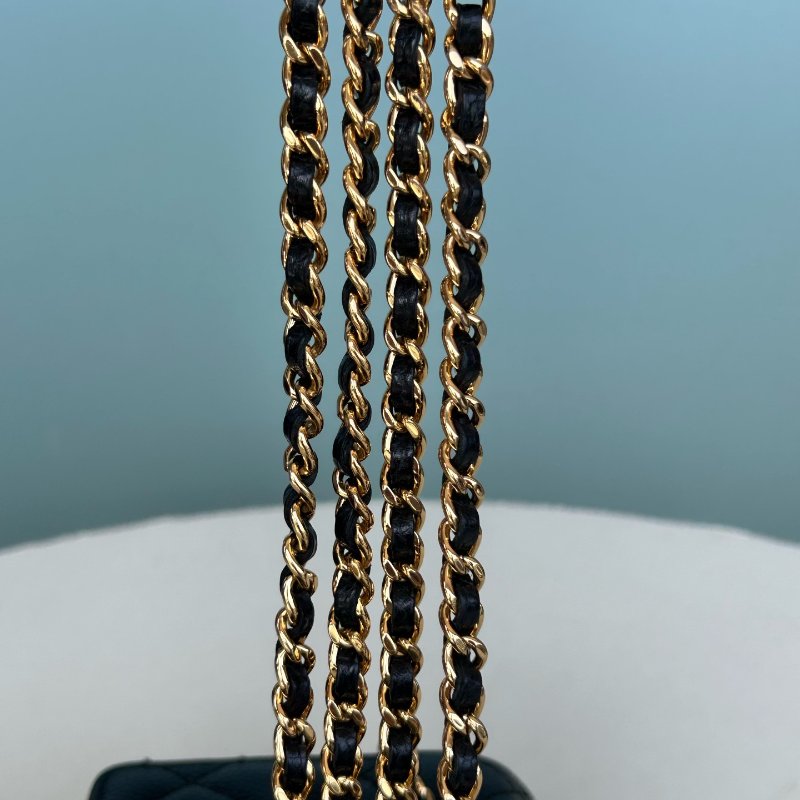 香奈兒/Chanel 黑金荔枝紋牛皮woc髮財包鏈條包-14