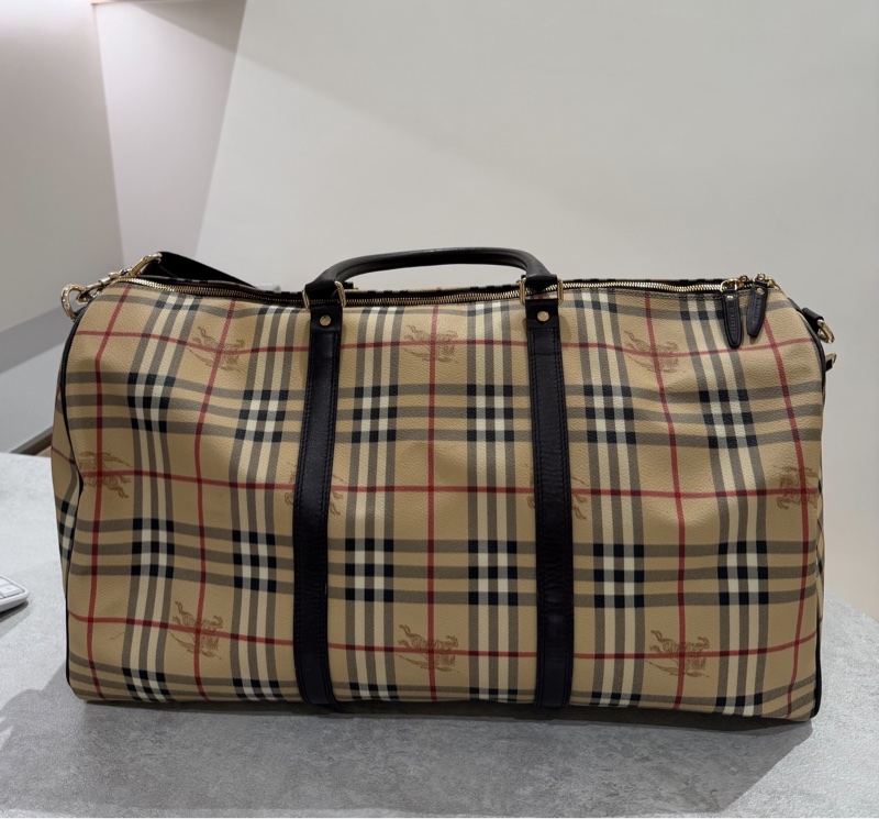 BURBERRY 經典格紋 登機袋 旅行袋 行李袋 斜背包 肩背包 側背包-4
