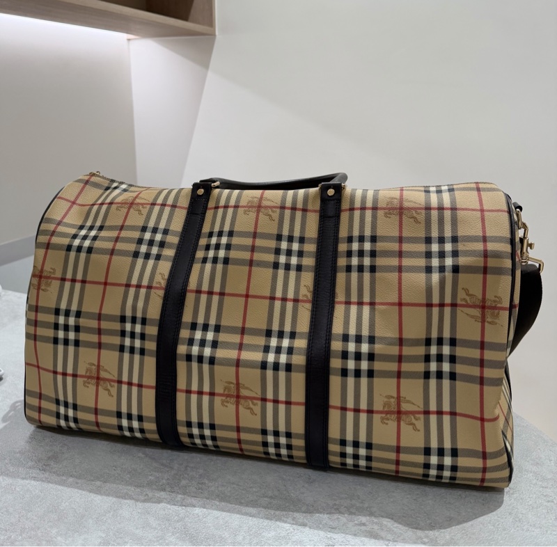 BURBERRY 經典格紋 登機袋 旅行袋 行李袋 斜背包 肩背包 側背包-5