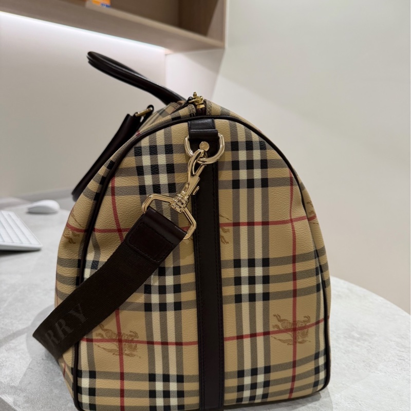 BURBERRY 經典格紋 登機袋 旅行袋 行李袋 斜背包 肩背包 側背包-6