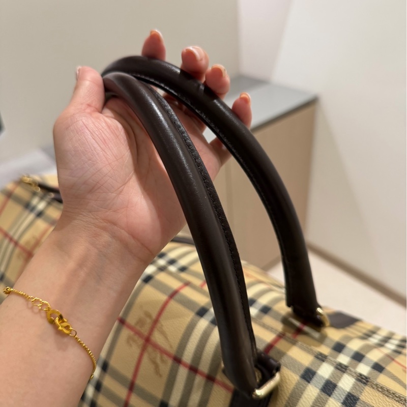 BURBERRY 經典格紋 登機袋 旅行袋 行李袋 斜背包 肩背包 側背包-8