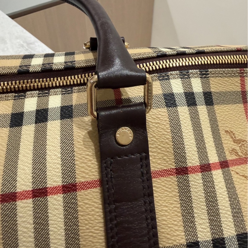 BURBERRY 經典格紋 登機袋 旅行袋 行李袋 斜背包 肩背包 側背包-9