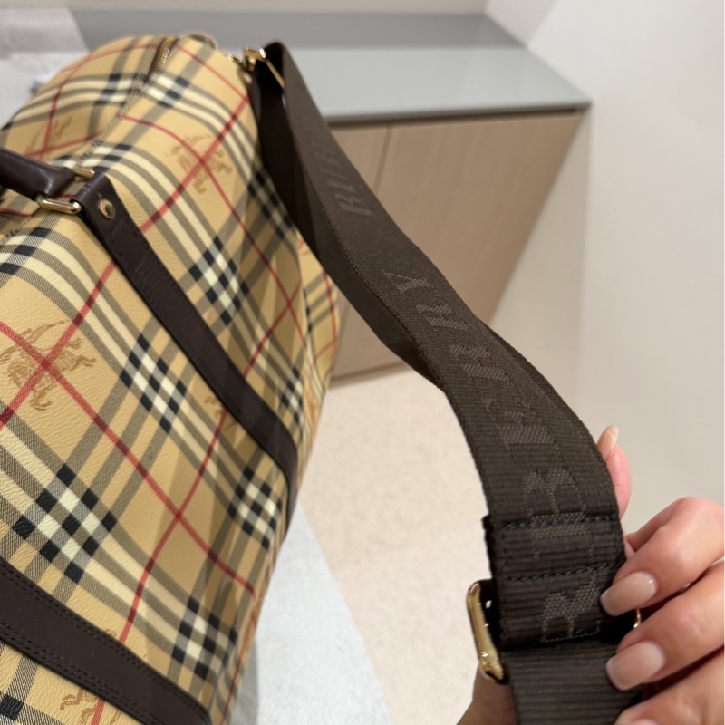 BURBERRY 經典格紋 登機袋 旅行袋 行李袋 斜背包 肩背包 側背包-11