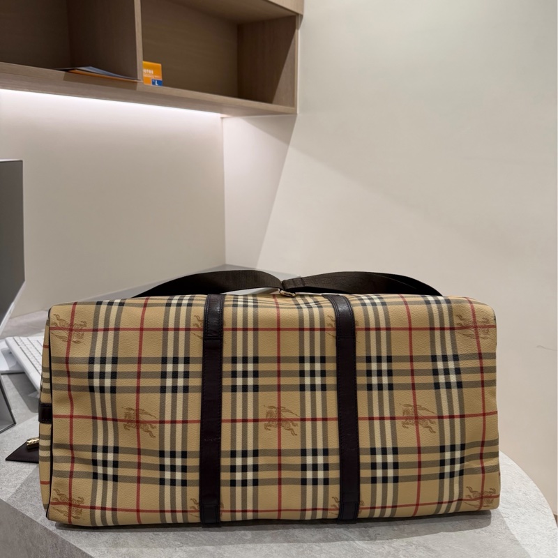 BURBERRY 經典格紋 登機袋 旅行袋 行李袋 斜背包 肩背包 側背包-17