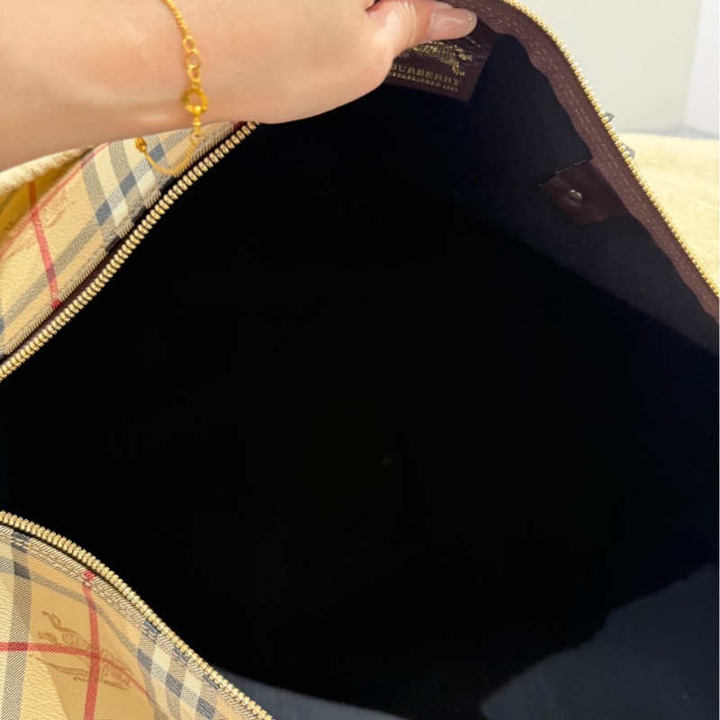 BURBERRY 經典格紋 登機袋 旅行袋 行李袋 斜背包 肩背包 側背包-21
