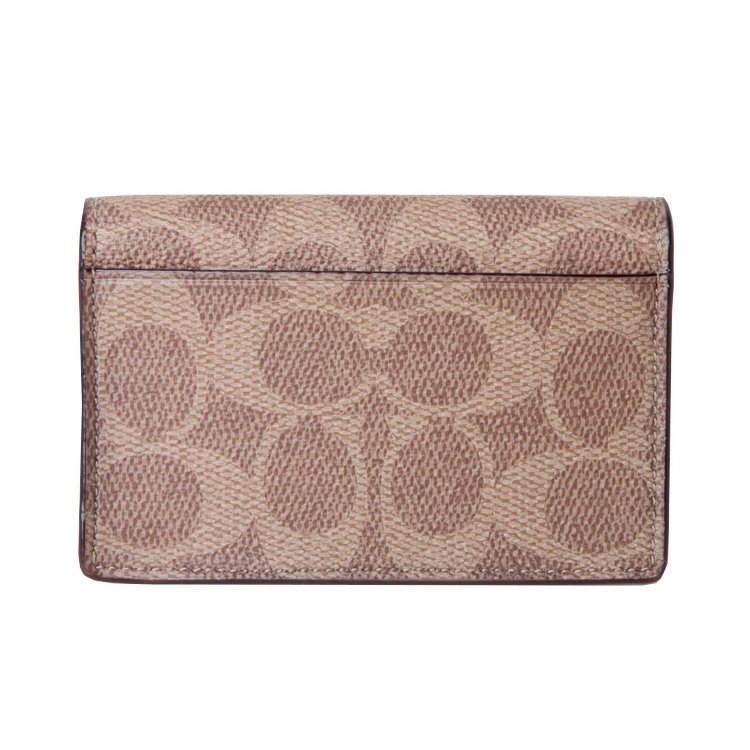 【COACH】按釦卡夾-卡其酒紅-3