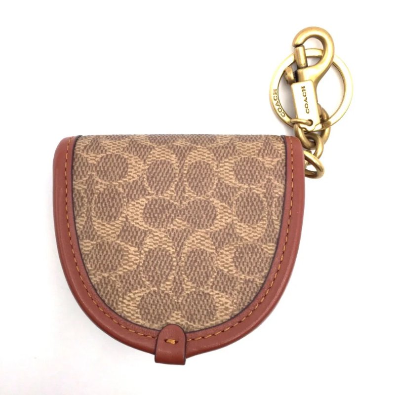 【COACH】馬蹄璇扣零錢包/吊飾-卡其駝-2