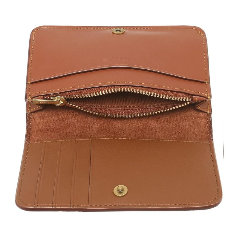 【COACH】金屬C LOGO按釦卡中夾-卡其駝-1