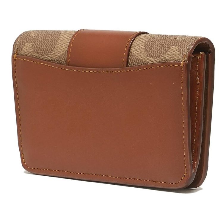 【COACH】金屬C LOGO按釦卡中夾-卡其駝-3